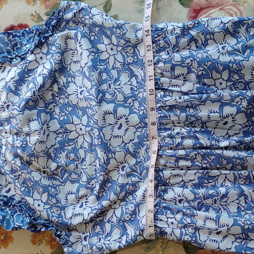 J. Crew Cotton Tiered Ruffle Midi Dress Blue Floral Women's size 10 - Picture 9 of 17
